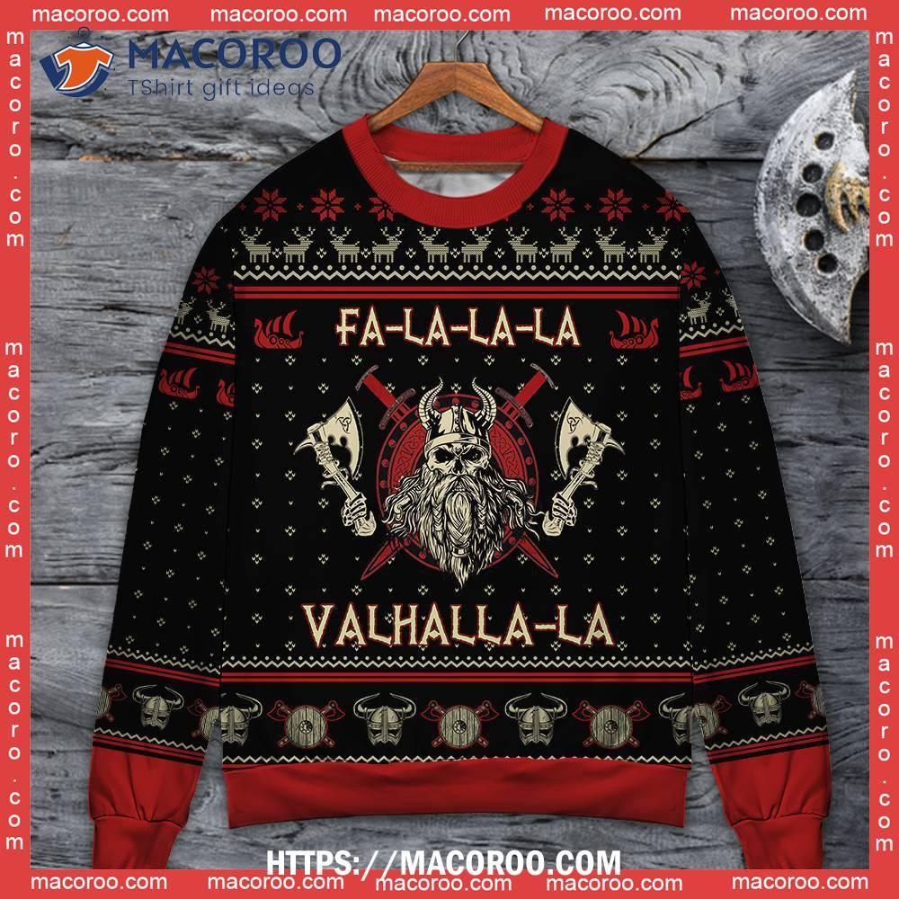 Viking Valhalla Black And Red Ugly Sweater 8 Viking Valhalla Black And Red Ugly Sweater