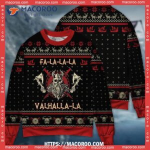 Viking Valhalla Black And Red Ugly Sweater 2 viking valhalla black and red sweater ugly sweater 3