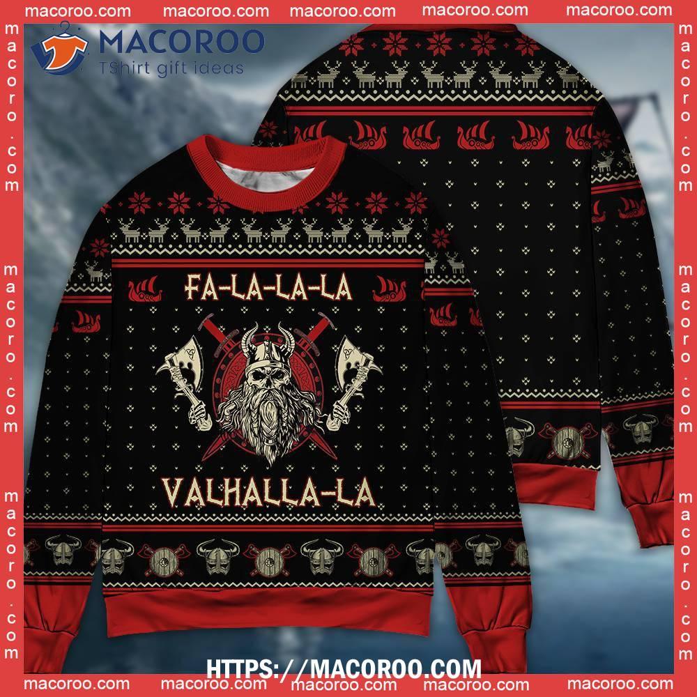 Viking Valhalla Black And Red Ugly Sweater 9 Viking Valhalla Black And Red Ugly Sweater