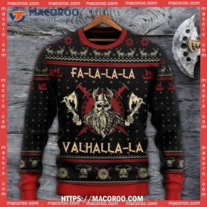 Viking Valhalla Black And Red Ugly Sweater 4 viking valhalla black and red sweater ugly sweater 5