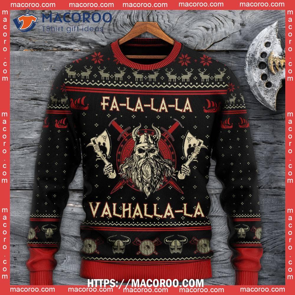 Viking Valhalla Black And Red Ugly Sweater 11 Viking Valhalla Black And Red Ugly Sweater