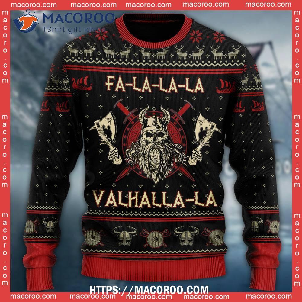 Viking Valhalla Black And Red Ugly Sweater 12 Viking Valhalla Black And Red Ugly Sweater