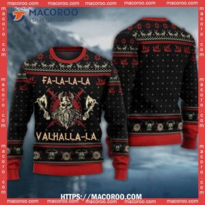 Viking Valhalla Black And Red Ugly Sweater 6 viking valhalla black and red sweater ugly sweater 7