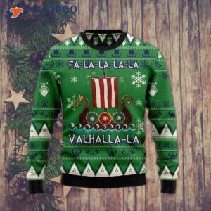 Viking Valhalla Boat Ugly Christmas Sweater