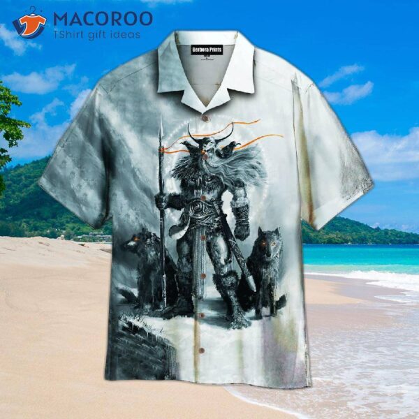 Viking Wolf And Bull Demon Lord White Hawaiian Shirt