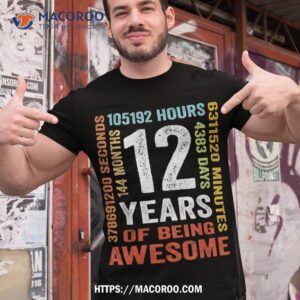 Vintage 12th Birthday Shirt Gift 12 Years Old Being Awesome Shirt
