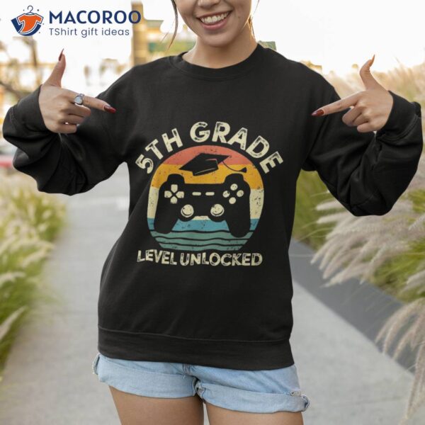 Vintage 5th Grade Level Unlocked Back To School Video Gamer Shirt