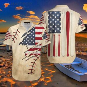 Vintage American Baseball Bat And Flag Hawaiian Shirts