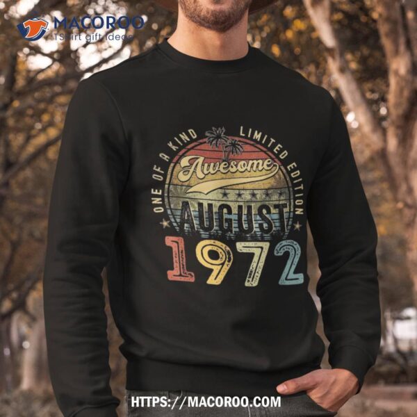 Vintage August 1972 51 Years Old 51st Birthday Gift Shirt