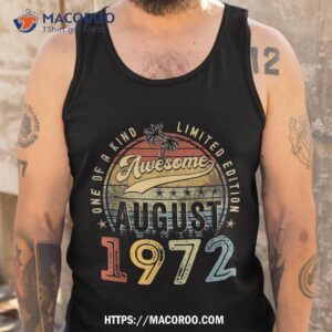 vintage august 1972 51 years old 51st birthday gift shirt tank top