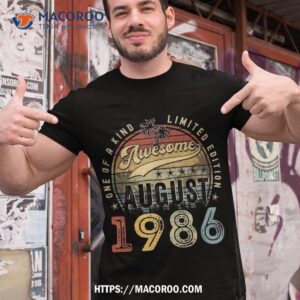 Vintage August 1986 37 Years Old 37th Birthday Gift Shirt