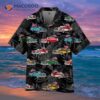 Vintage Cars With American Flags And Black Hawaiian Shirts
