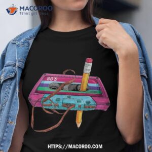 80s Cassette Tape Pencil 1980s Retro Vintage Throwback Music Shirt