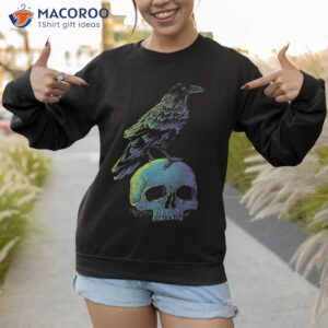vintage crow skull spooky raven gothic halloween apparel shirt sweatshirt