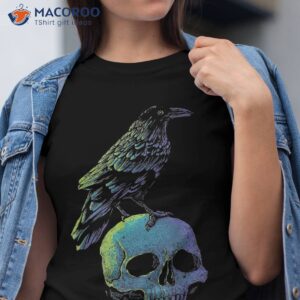 Vintage Crow Skull Spooky Raven Gothic Halloween Apparel Shirt