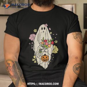 Vintage Cute Floral Ghost Halloween Pumpkin Costume Funny Shirt