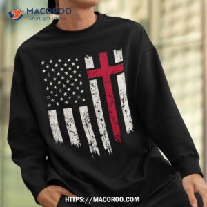 vintage distressed usa flag cross christian faith gift shirt sweatshirt