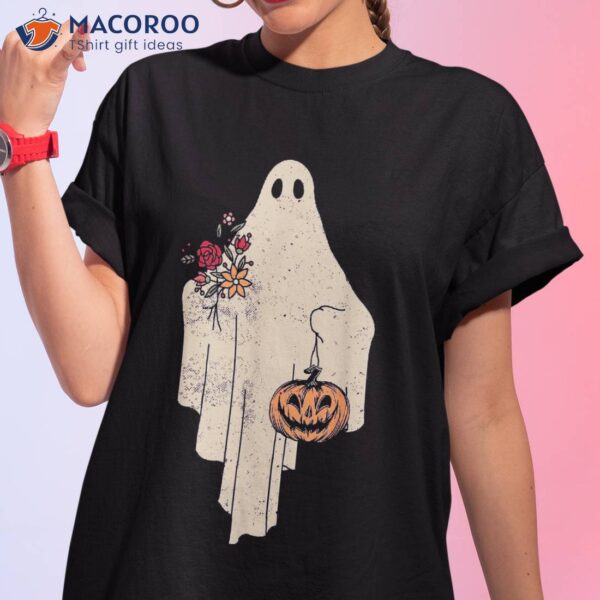 Vintage Floral Ghost Cute Halloween Costume Funny Graphic Shirt
