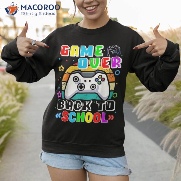 Vintage Game Over Back To School Funny Gamer Student Teacher Shirt