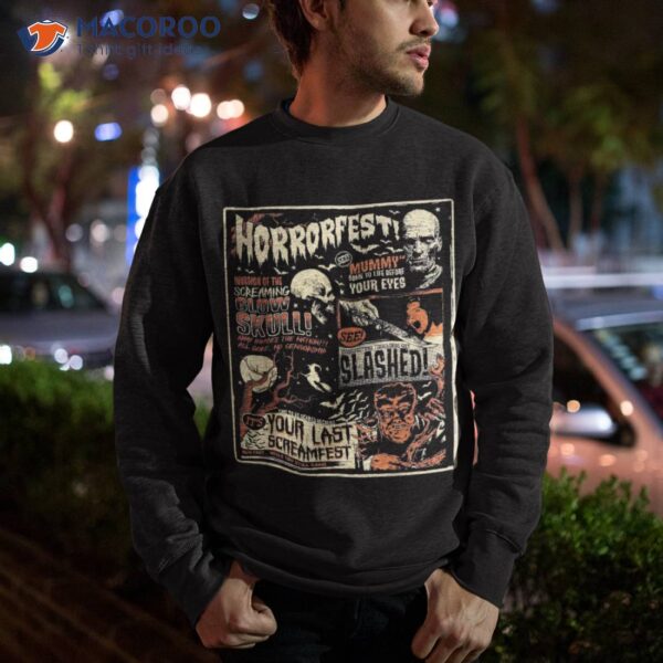 Vintage Horrorfest Movie Poster Terror Old Time Halloween Shirt