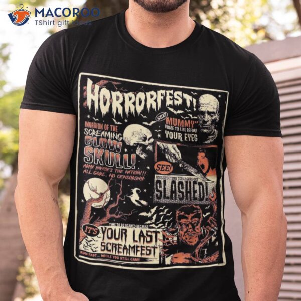 Vintage Horrorfest Movie Poster Terror Old Time Halloween Shirt