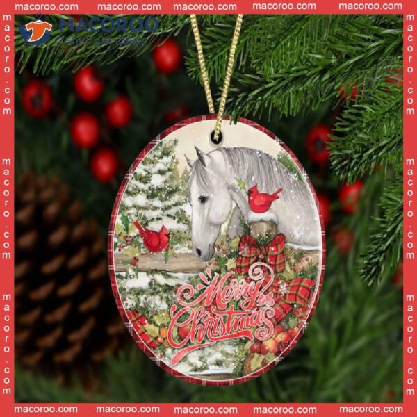 Vintage Horse Christmas Ceramic Ornament