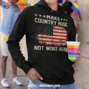 vintage make country music not woke again american flag shirt hoodie