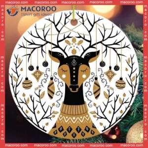 Vintage Nordic Winter Deer Christmas Ceramic Ornament