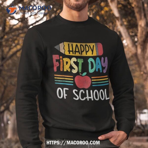 Vintage Pencil Happy First Day Of School Teacher Boys Girls Shirt