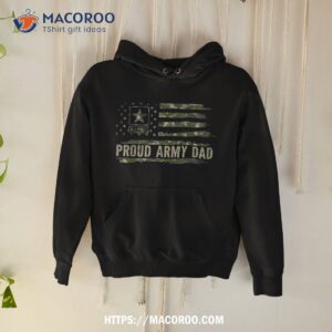 Vintage Proud Army Dad Camo American Flag Veteran Gift Shirt