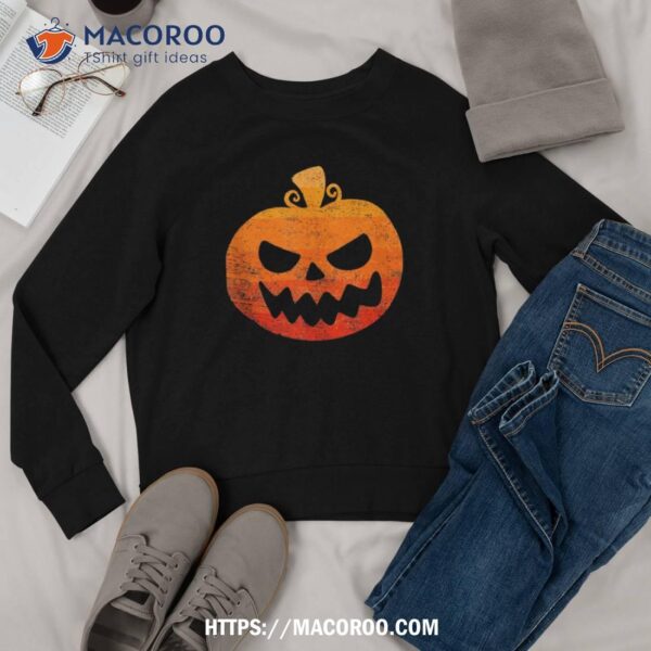 Vintage Retro Halloween Pumpkin Face Scary Creepy Costume Shirt