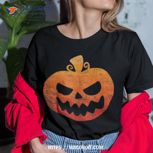 Vintage Retro Halloween Pumpkin Face Scary Creepy Costume Shirt