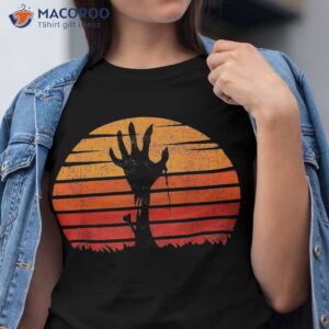 Vintage Retro Sunset Halloween Zombie Hand Scary Costume Shirt