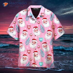 vintage santa claus pink christmas pattern hawaiian shirts 0