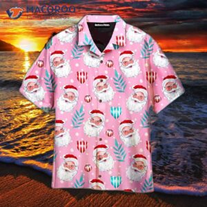 vintage santa claus pink christmas pattern hawaiian shirts 1