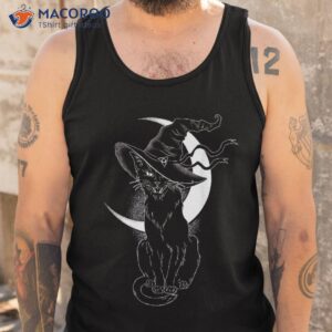 vintage scary halloween black cat costume witch hat amp moon shirt tank top