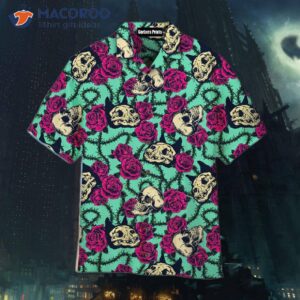 Vintage Skull Cat Rose Pattern Hawaiian Shirts