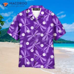 Violet Dragonfly And Purple Hawaiian Shirts