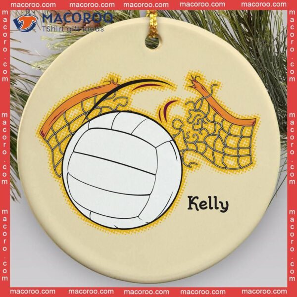 Volleyball Custom-name Christmas Ceramic Ornament