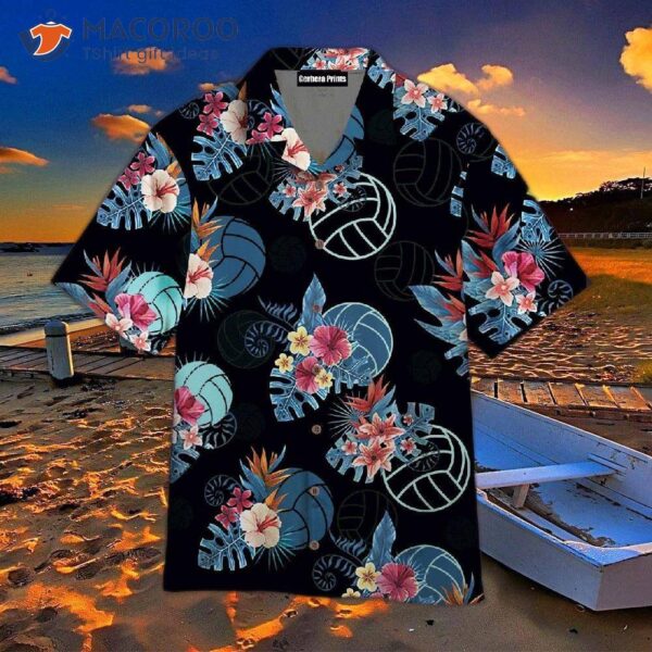 Volleyball Tropical Black Hawaiian Shirts