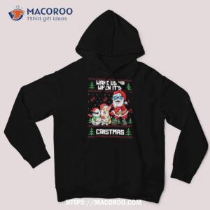 Wake Me Up When Its Christmas Santa And Friends Crochet Look Shirt