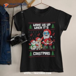 wake me up when its christmas santa and friends crochet look shirt tshirt