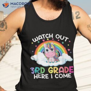 watch out 3rd grade here i come funny back to school unicorn shirt tank top 3