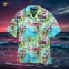 Watercolor Adventure Marine-style Blue Hawaiian Shirts