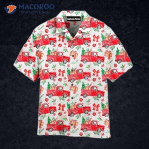Watercolor Christmas Red Truck Pattern Hawaiian Shirts