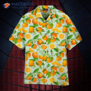 watercolor orange fruit pattern hawaiian shirts 0