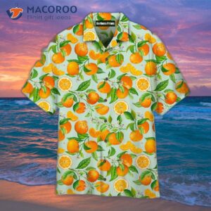 watercolor orange fruit pattern hawaiian shirts 1