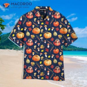 Watercolor Pumpkin Mushroom And Autumn Hawaiian Shirts