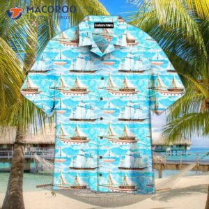 Watercolor Sailing Ships On Ocean Blue Hawaiian Shirts