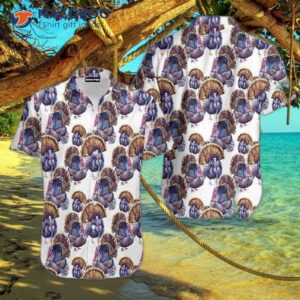 watercolor turkeys thanksgiving white hawaiian shirts 0